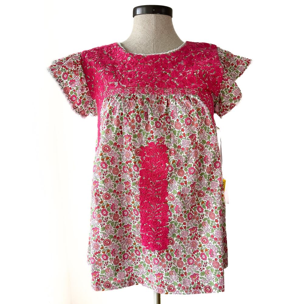 J Marie Pink Floral Embroidered Top Boho Embroidered Cottagecore Top XS NWT